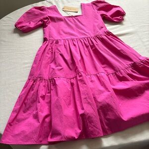NWT Maude Vivante Pink Cotton Tiered Midi Dress Size XS
